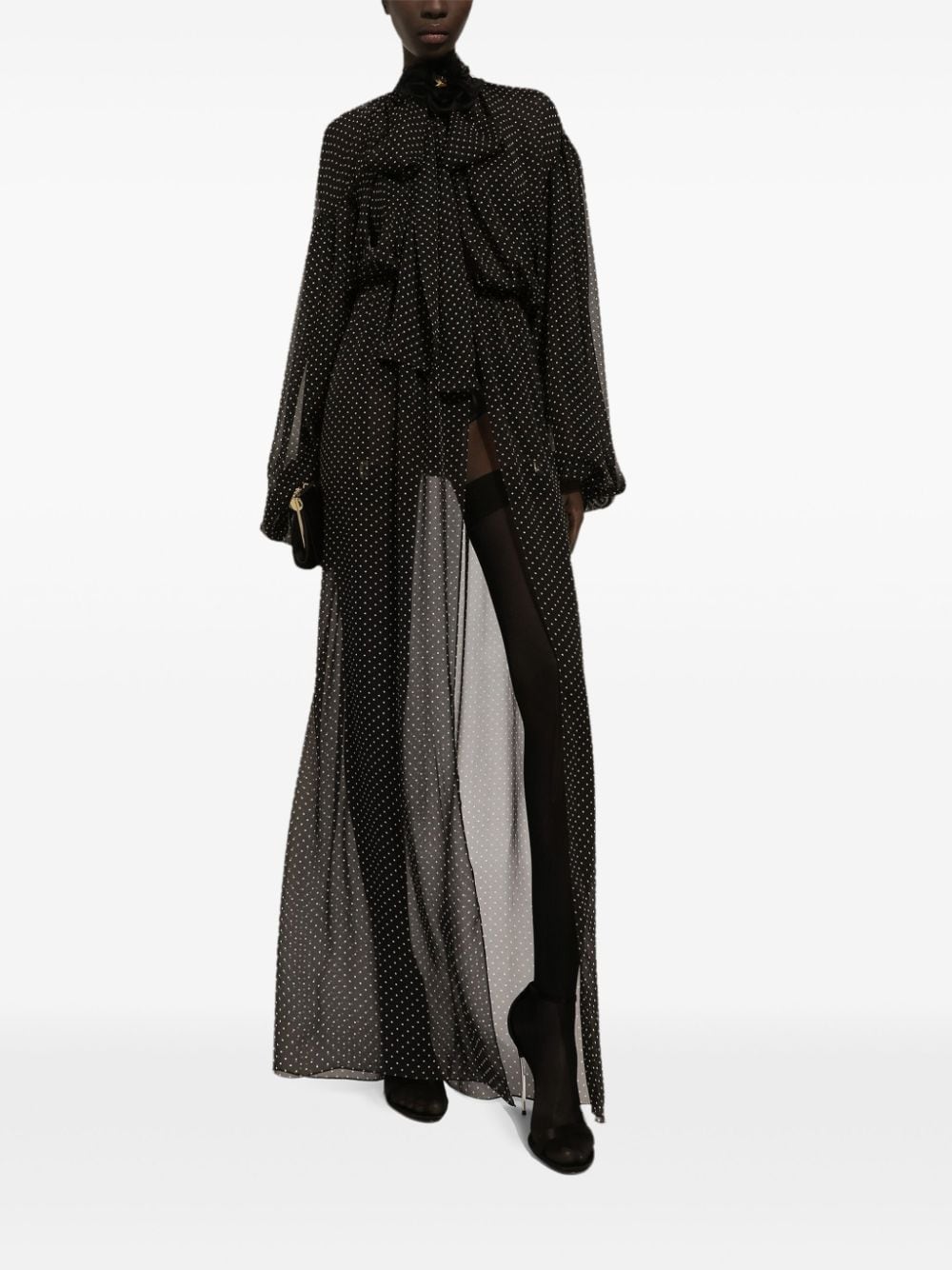 Dolce & Gabbana Maxi-jurk met stippen - Zwart