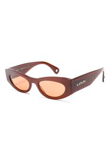 Lanvin logo-lettering rectangle-frame sunglasses - Bruin