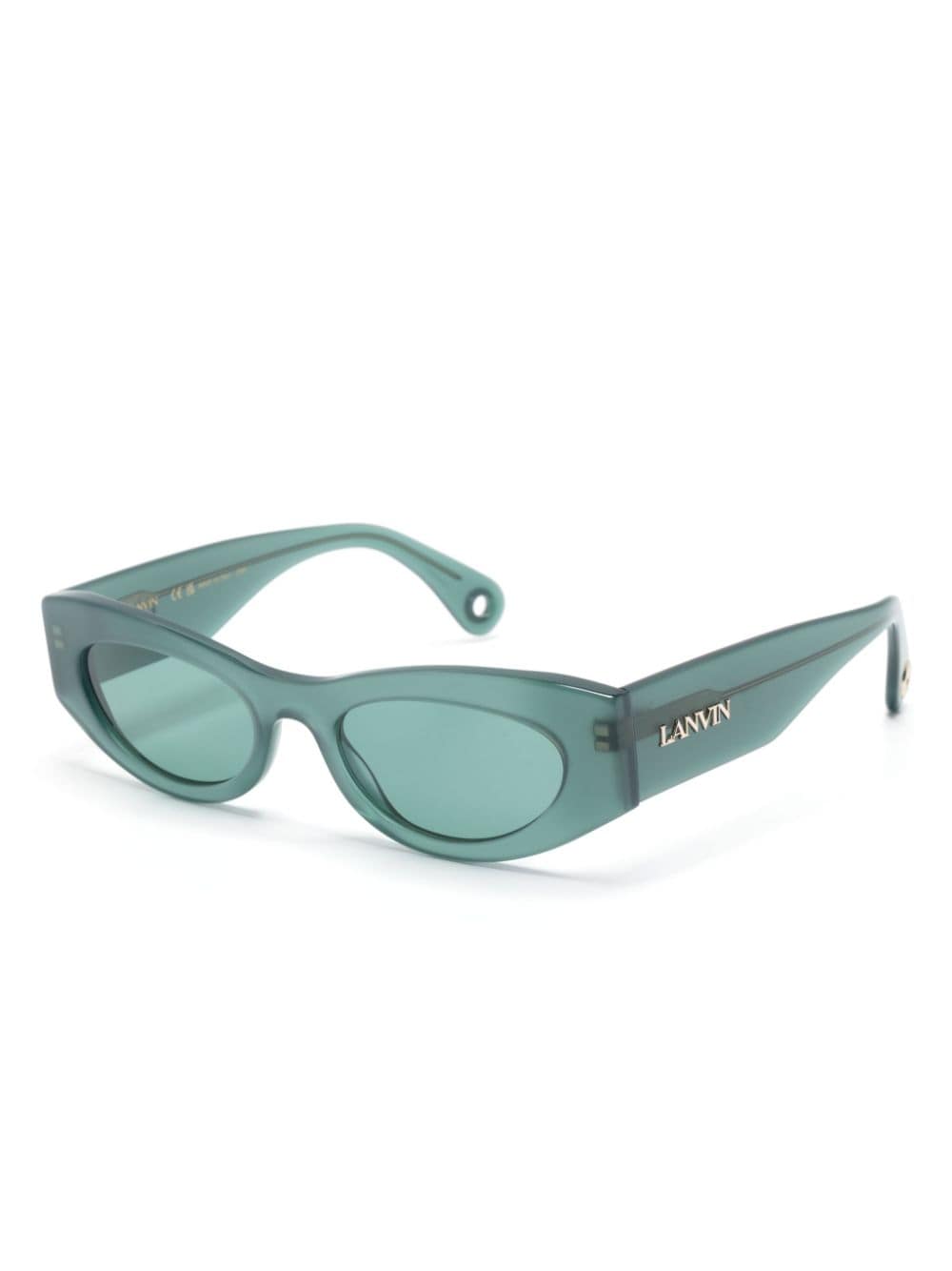 Lanvin logo-lettering rectangle-frame sunglasses - Groen