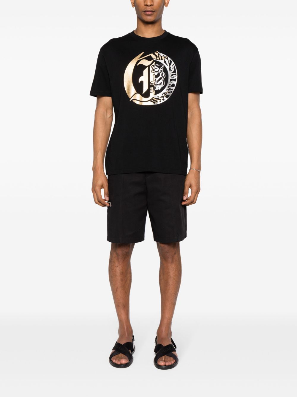 Just Cavalli T-shirt met logoprint - Zwart