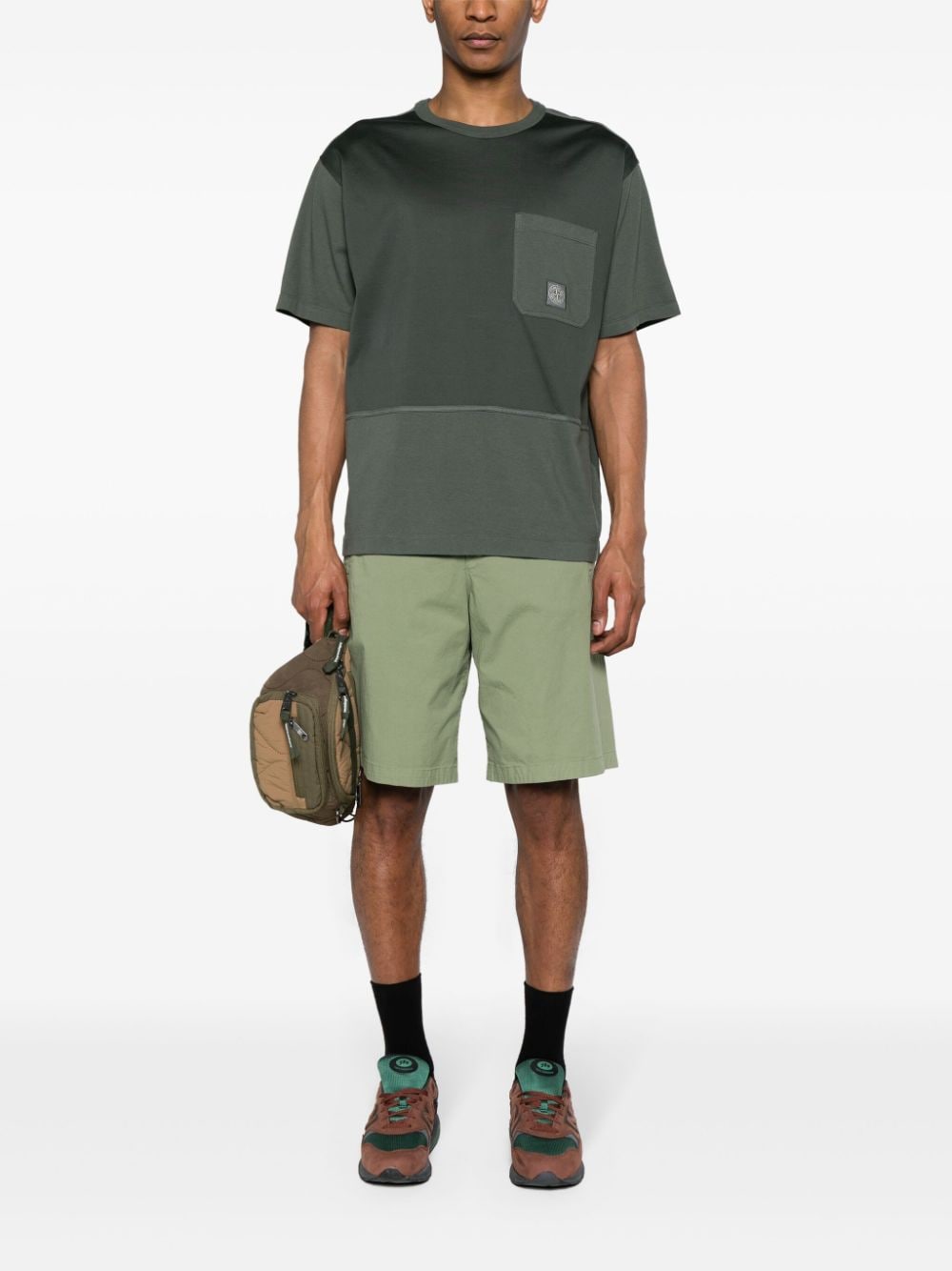 Stone Island T-shirt met Compass-logopatch - Groen