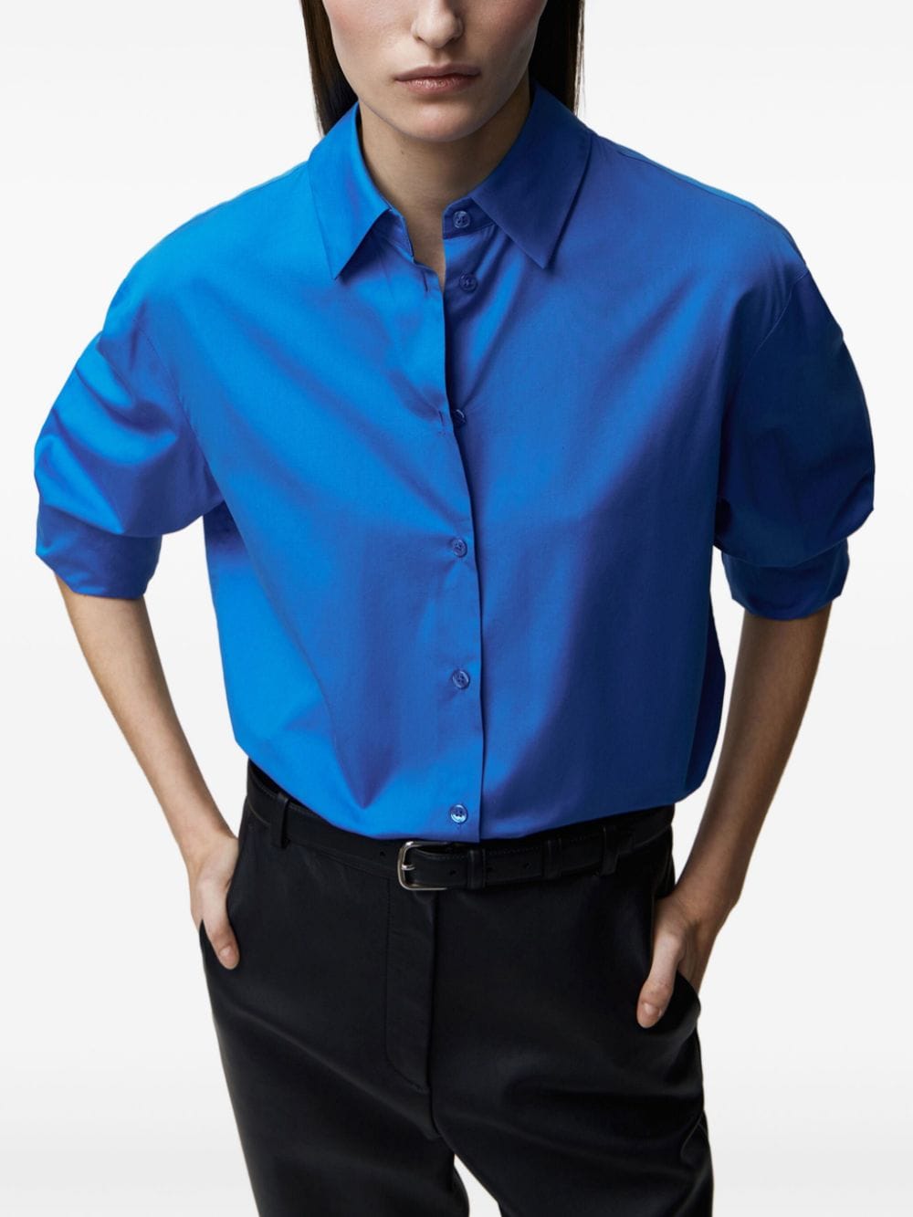 12 STOREEZ Overhemd van katoenmix - Blauw