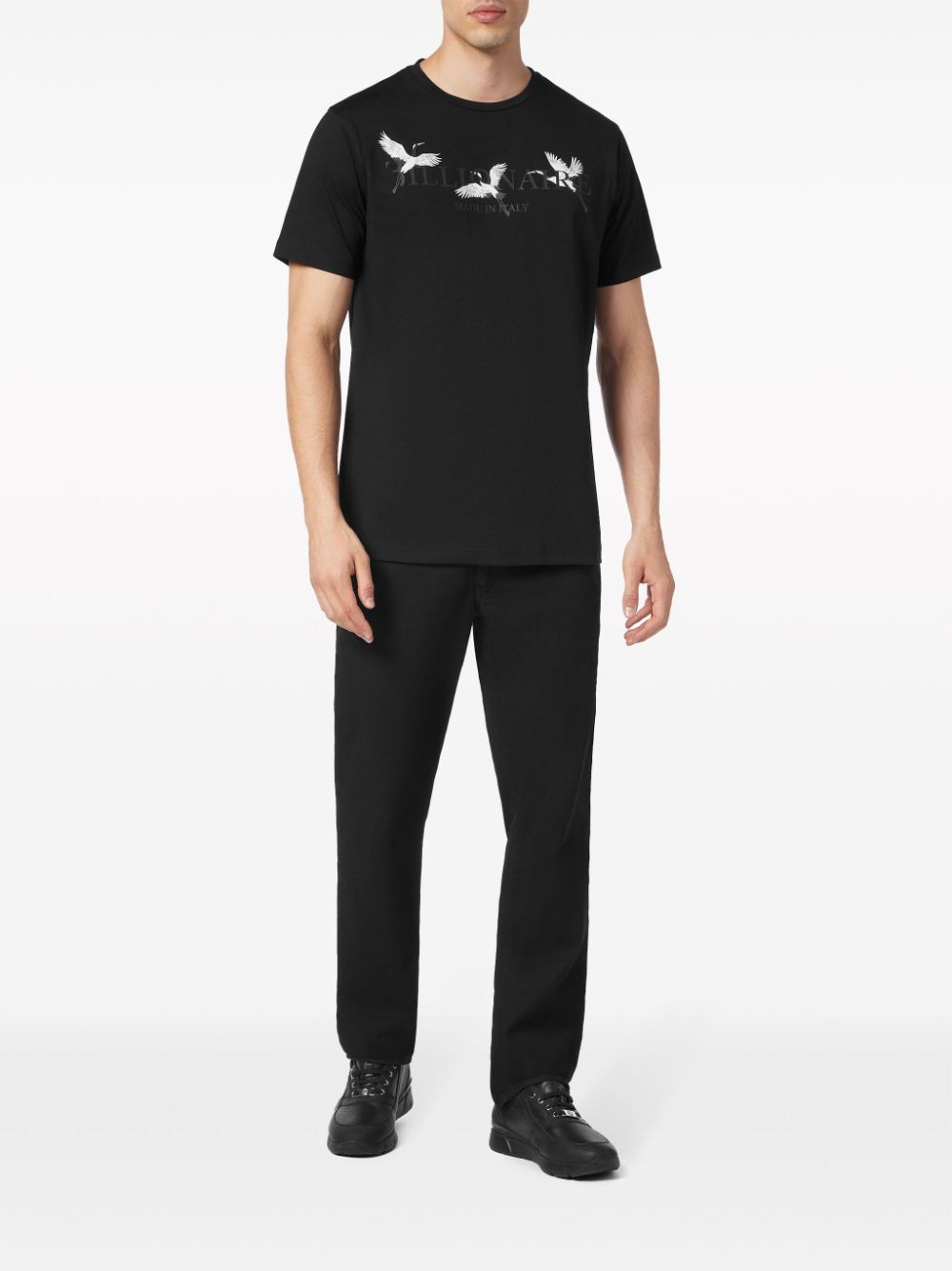 Billionaire Katoenen T-shirt met logoprint - Zwart