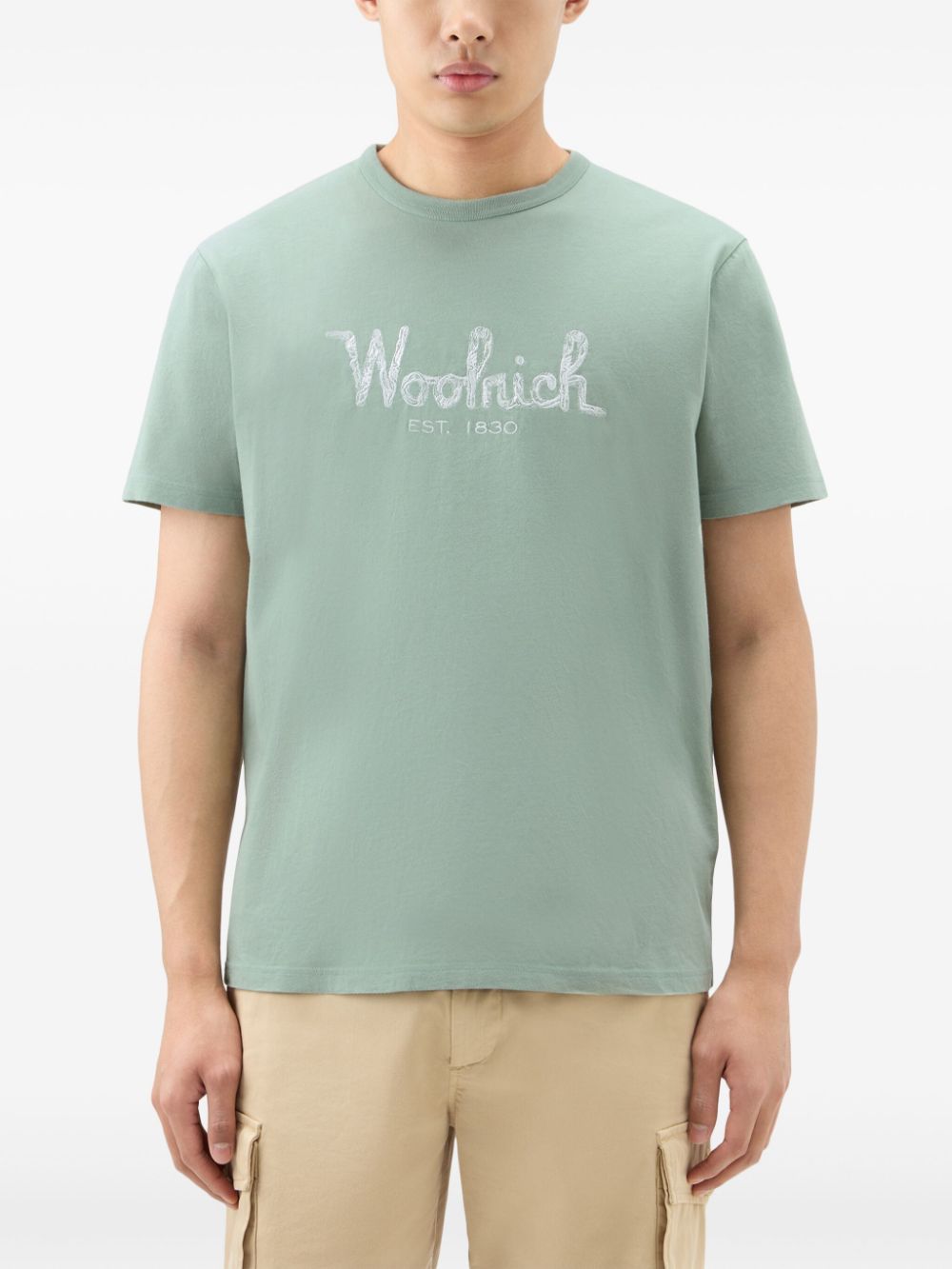 Woolrich T-shirt met geborduurd logo - Groen