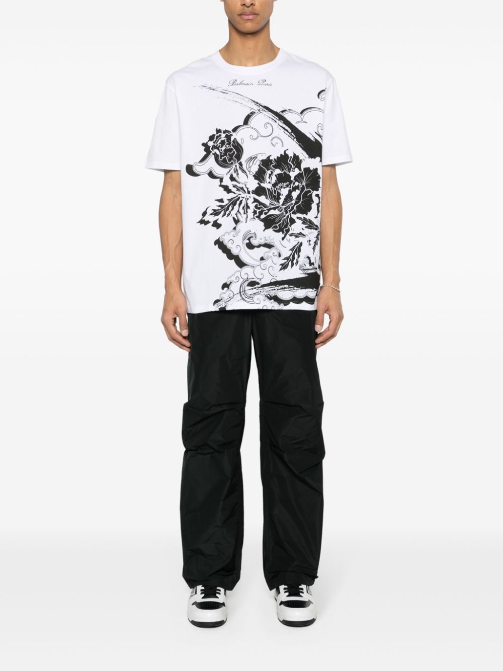 Balmain T-shirt met bloemenprint - Wit