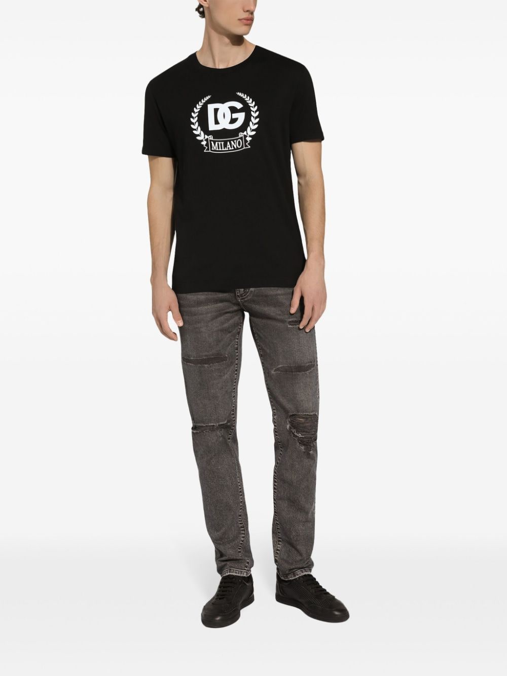 Dolce & Gabbana DG-print stretch-cotton T-shirt - Zwart