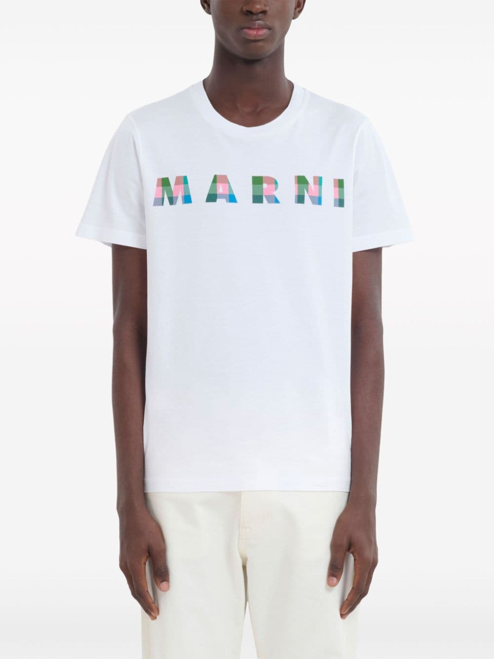 Marni T-shirt met gingham ruit - Wit