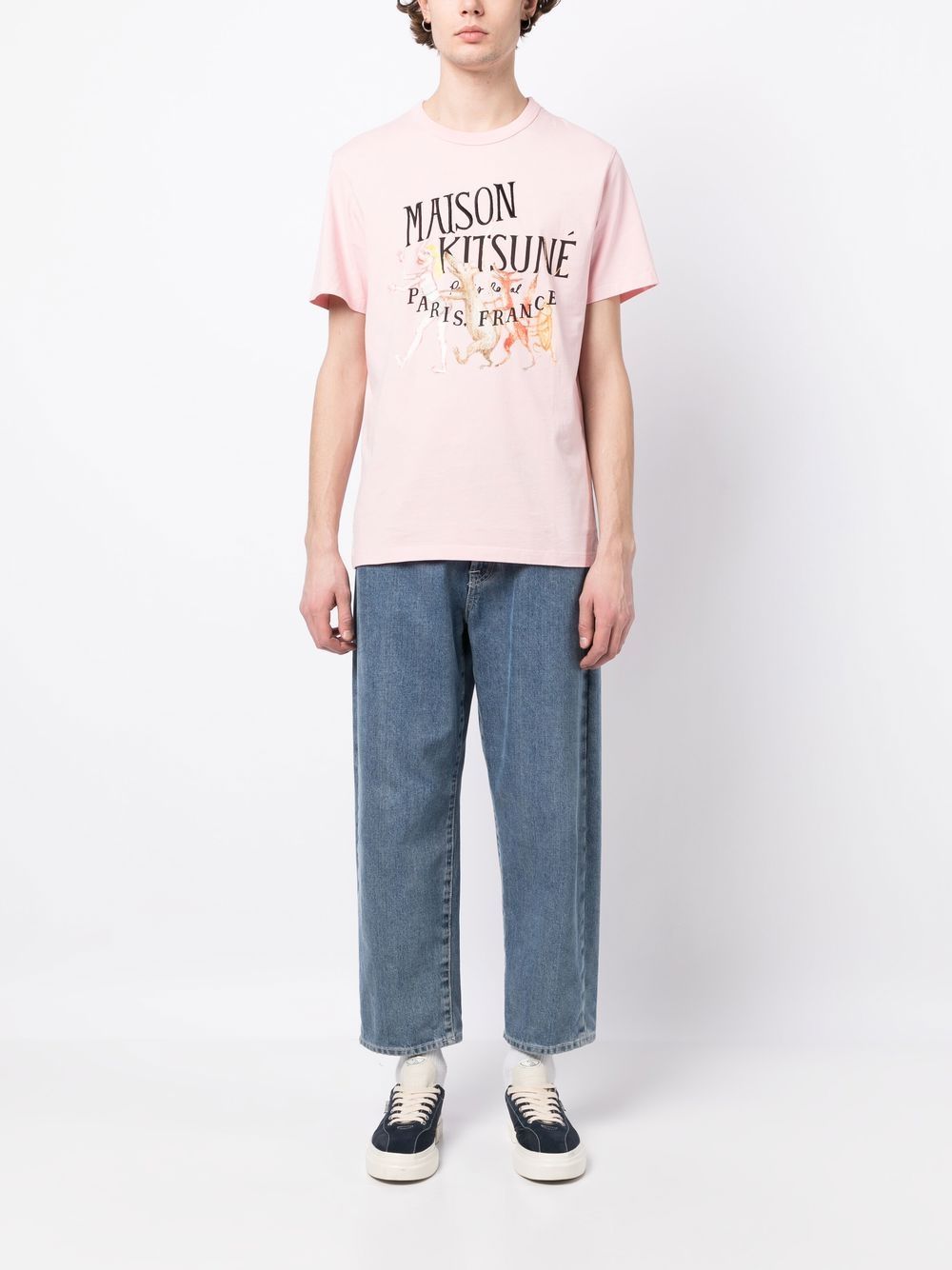 Maison Kitsuné T-shirt met logoprint - Roze