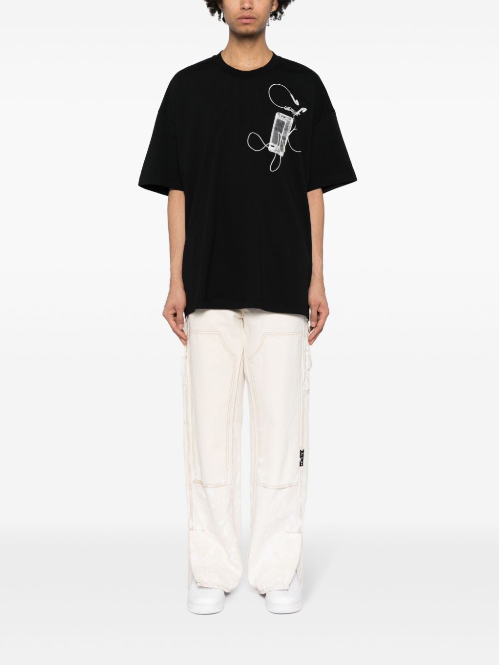 Off-White T-shirt met print - Zwart