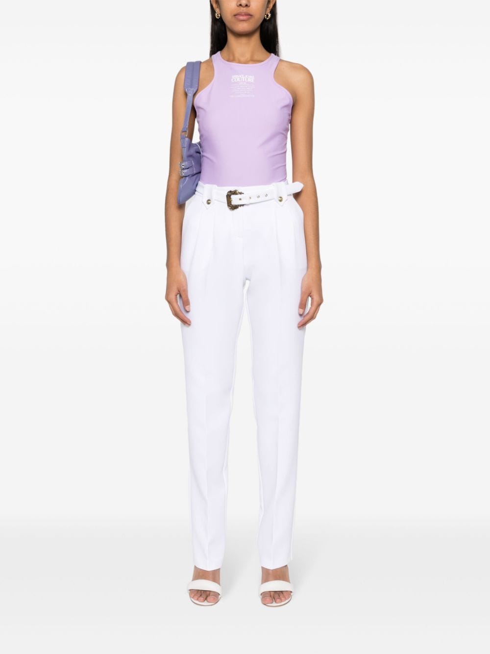 Versace Jeans Couture Broek met gesp en toelopende pijpen - Wit