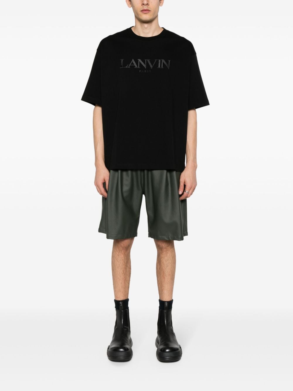 Lanvin T-shirt met geborduurd logo - Zwart