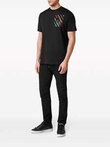 Philipp Plein T-shirt met regenboogstrepen - Zwart