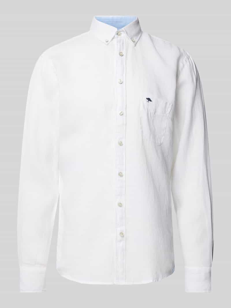 FYNCH-HATTON Regular fit linnen overhemd met logostitching