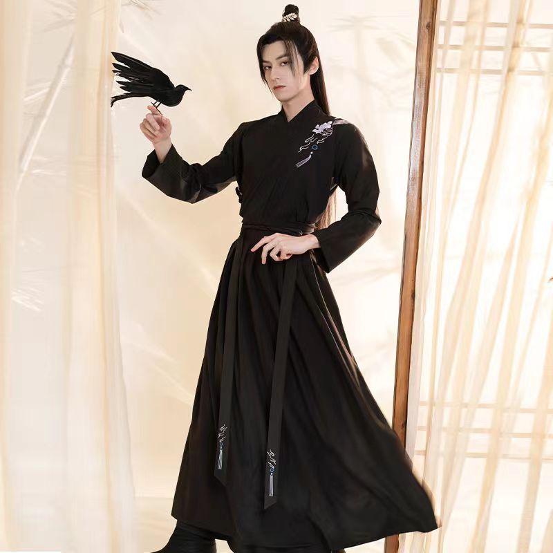 CHIN 2021 Hanfu Male Chinese Style Couple Swordsman Black Suit