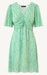 Jurkjes Getailleerde bloemenprint jurk Isa-May Bright Green