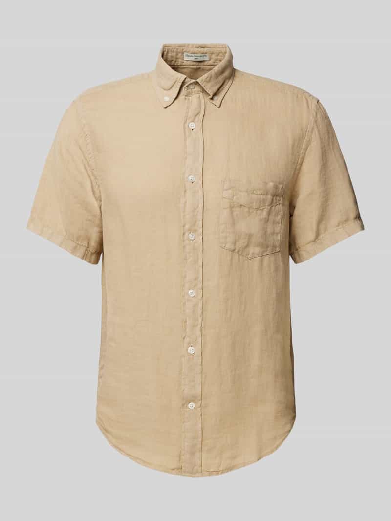 Gant Regular fit linnen overhemd met 1/2-mouwen