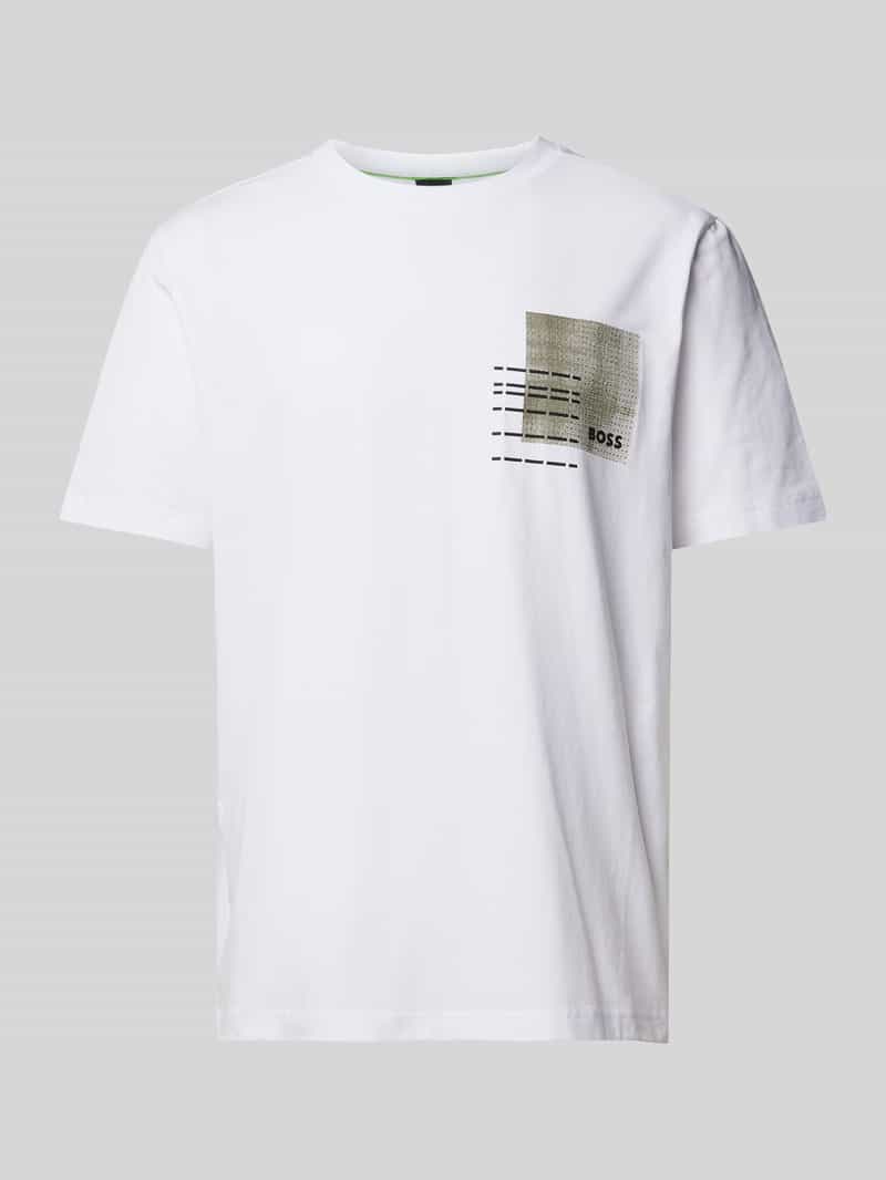 BOSS Green T-shirt met labelprint, model 'Teebero'