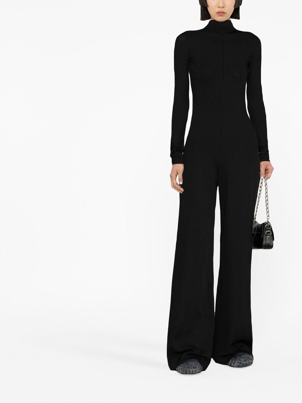 Balenciaga Ribgebreide jumpsuit - Zwart