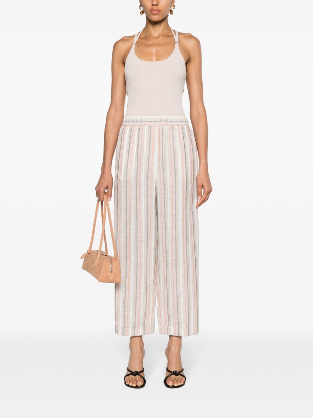 Peserico striped linen trousers - Beige