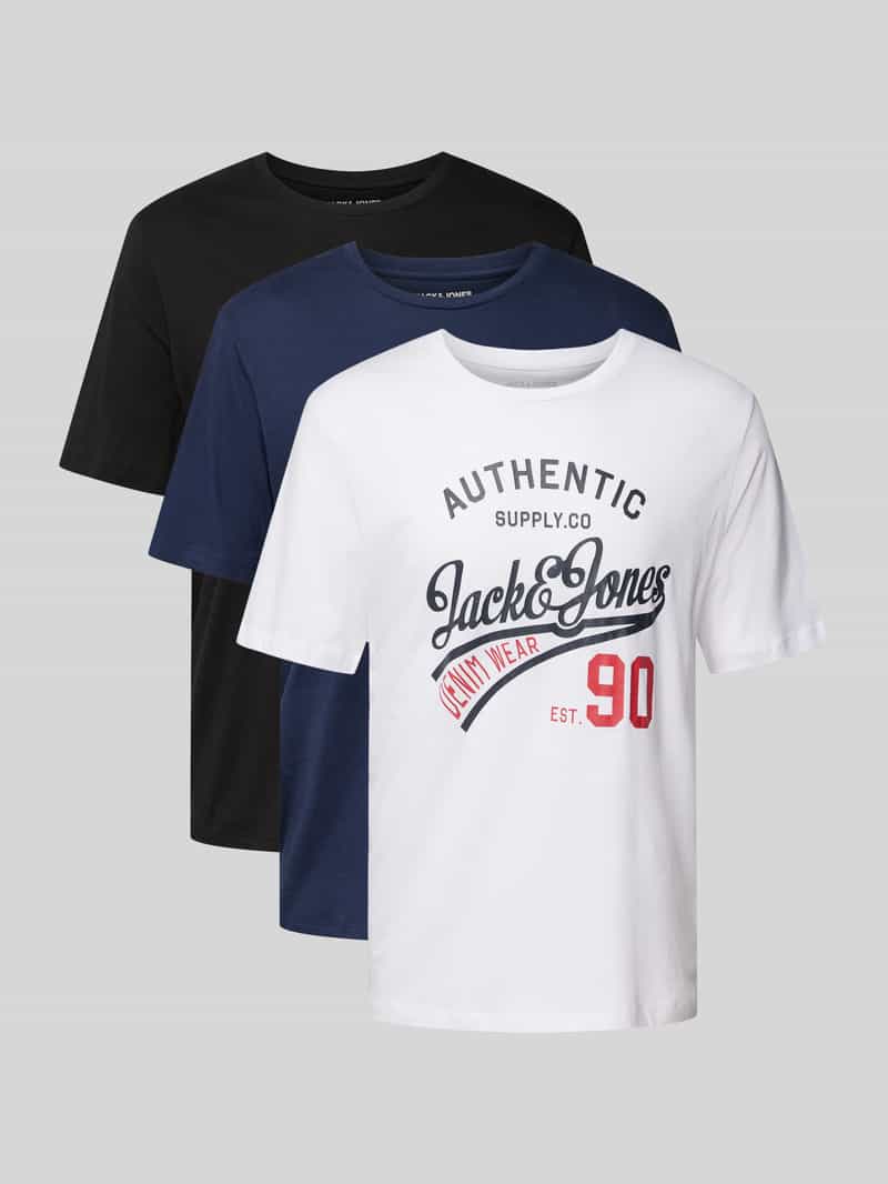 Jack & jones T-shirt met labelprint in een set van 3 stuks, model 'ETHAN'
