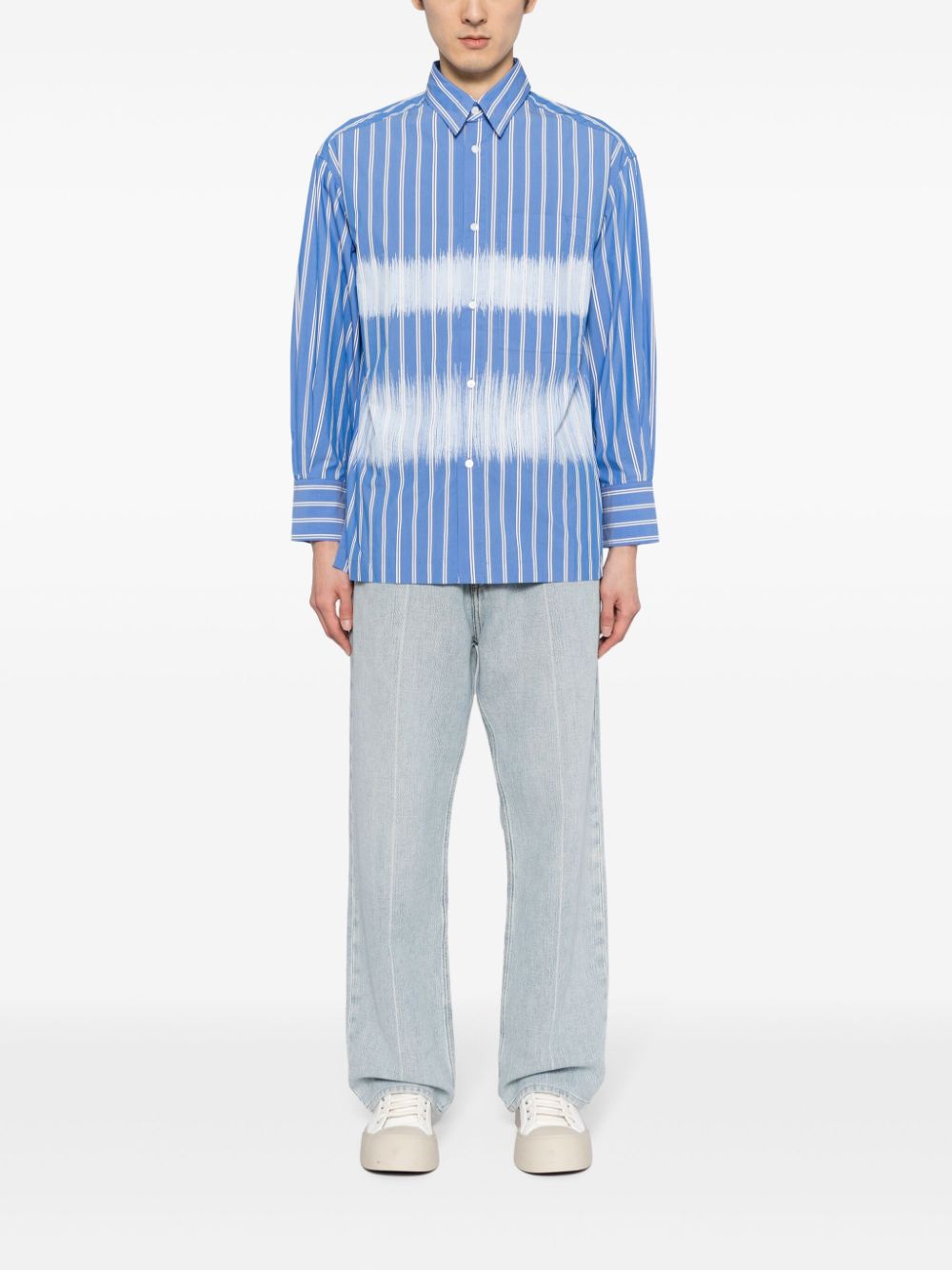 CROQUIS stripe-pattern cotton-blend shirt - Blauw