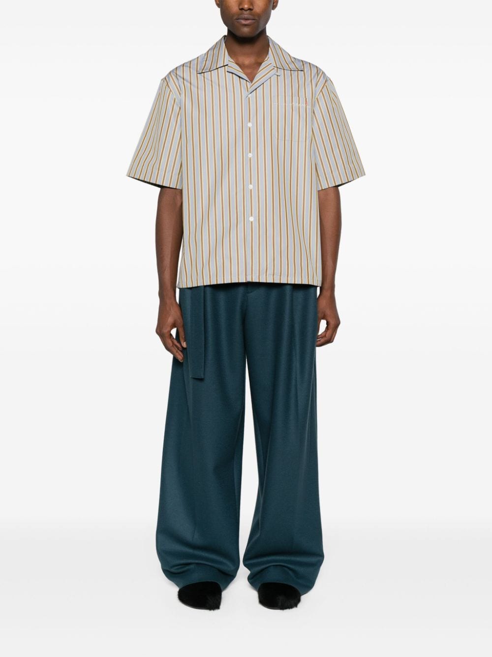 Marni striped cotton shirt - Grijs