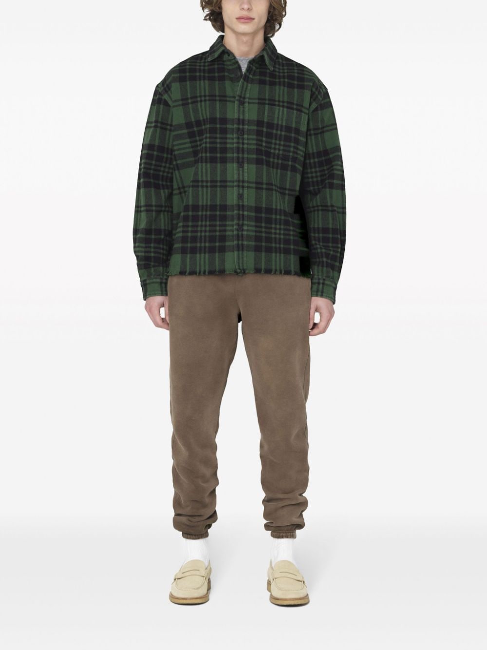 John Elliott Hemi Alpine-check cotton flannel shirt - Groen
