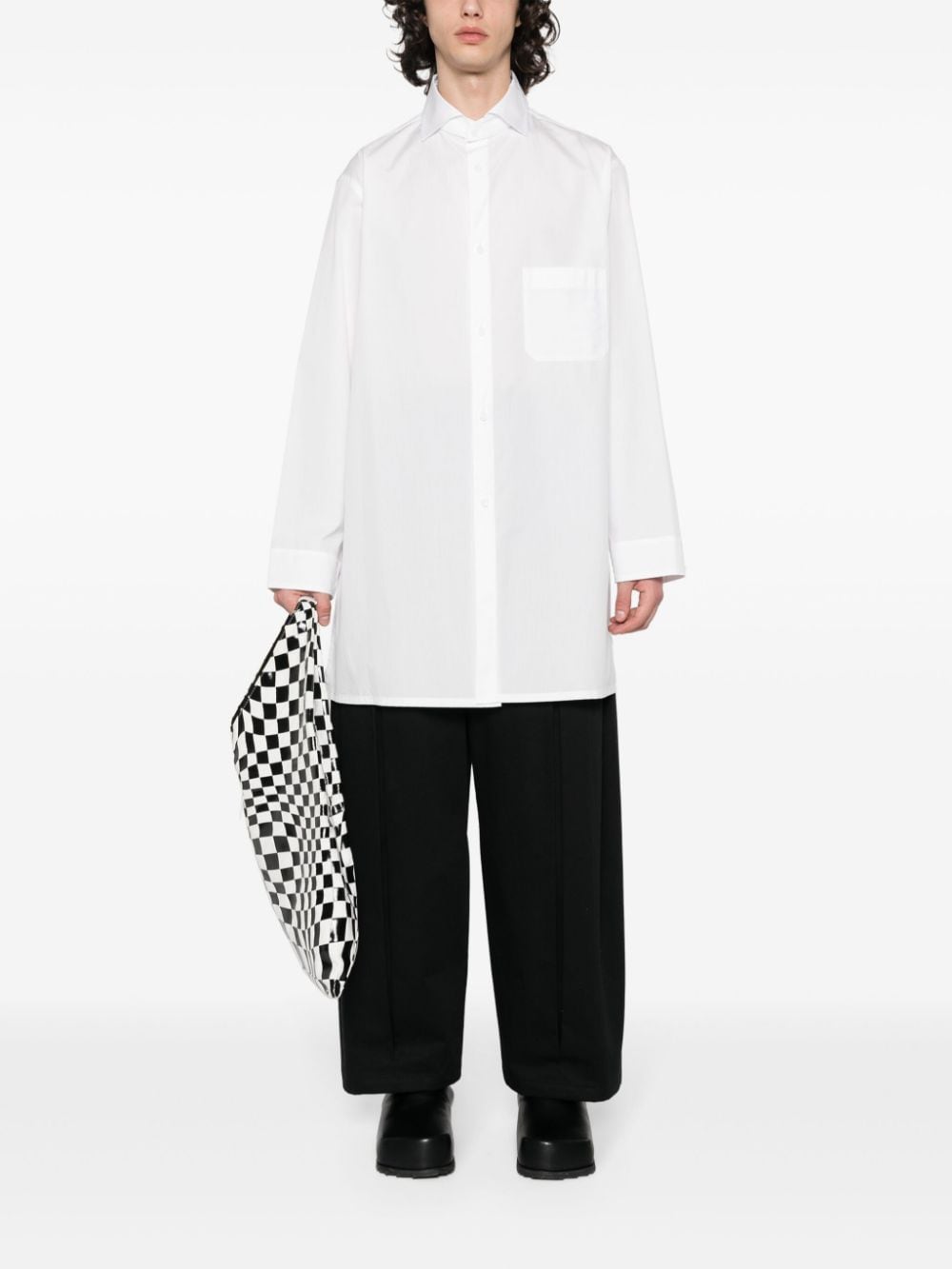 Yohji Yamamoto Katoenen popeline overhemd - Wit