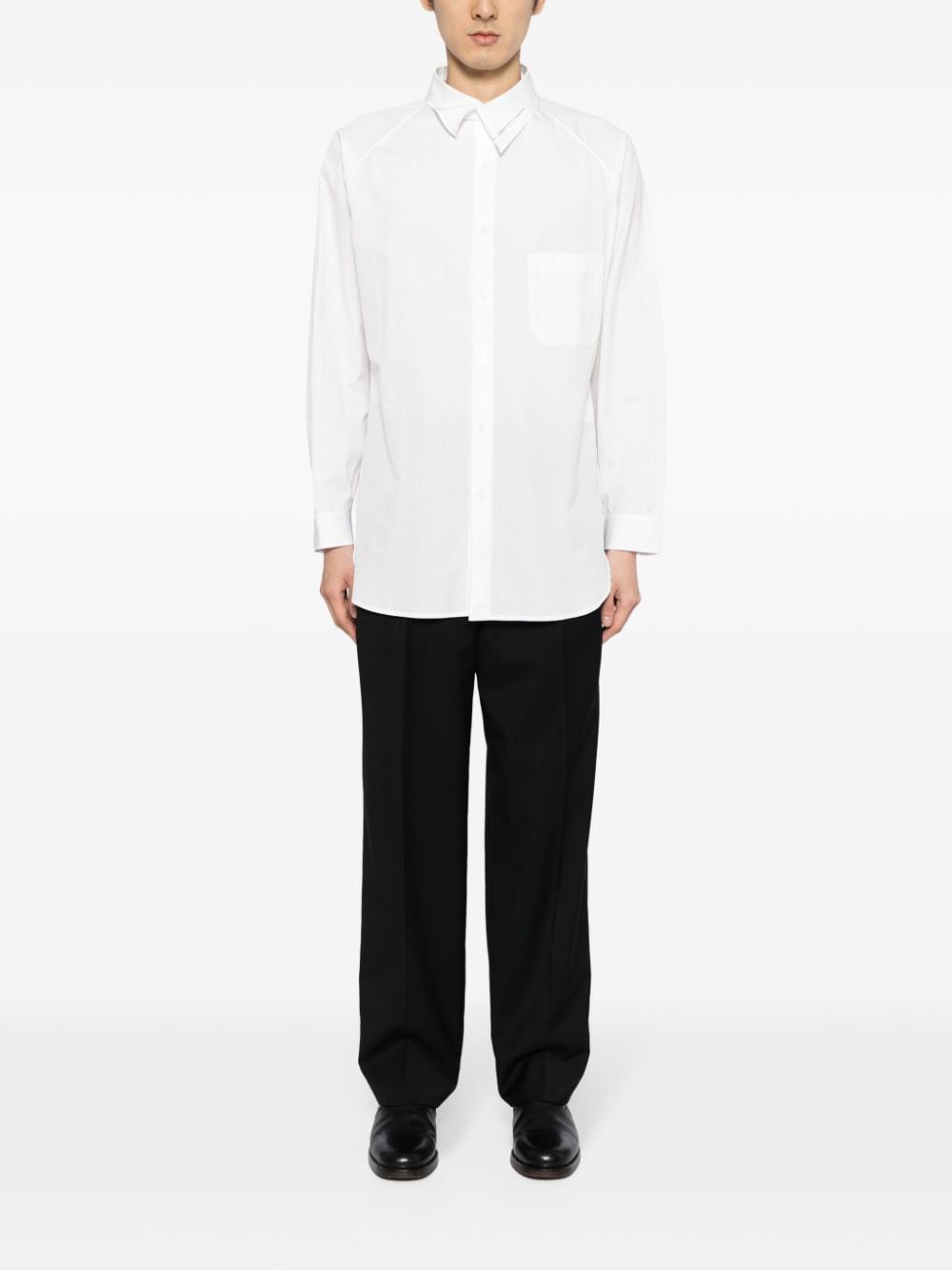 Yohji Yamamoto asymmetric-collar cotton shirt - Wit