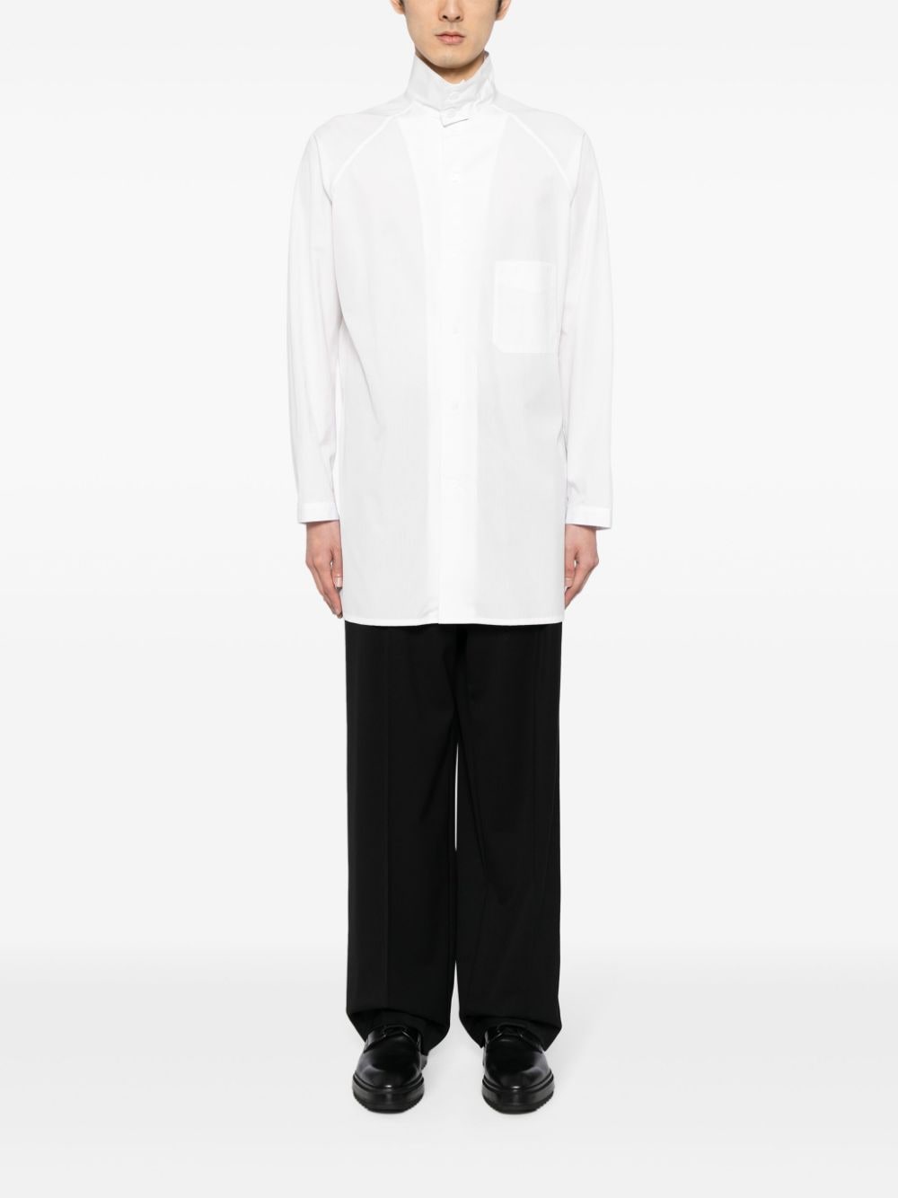 Yohji Yamamoto raglan-sleeves cotton shirt - Wit