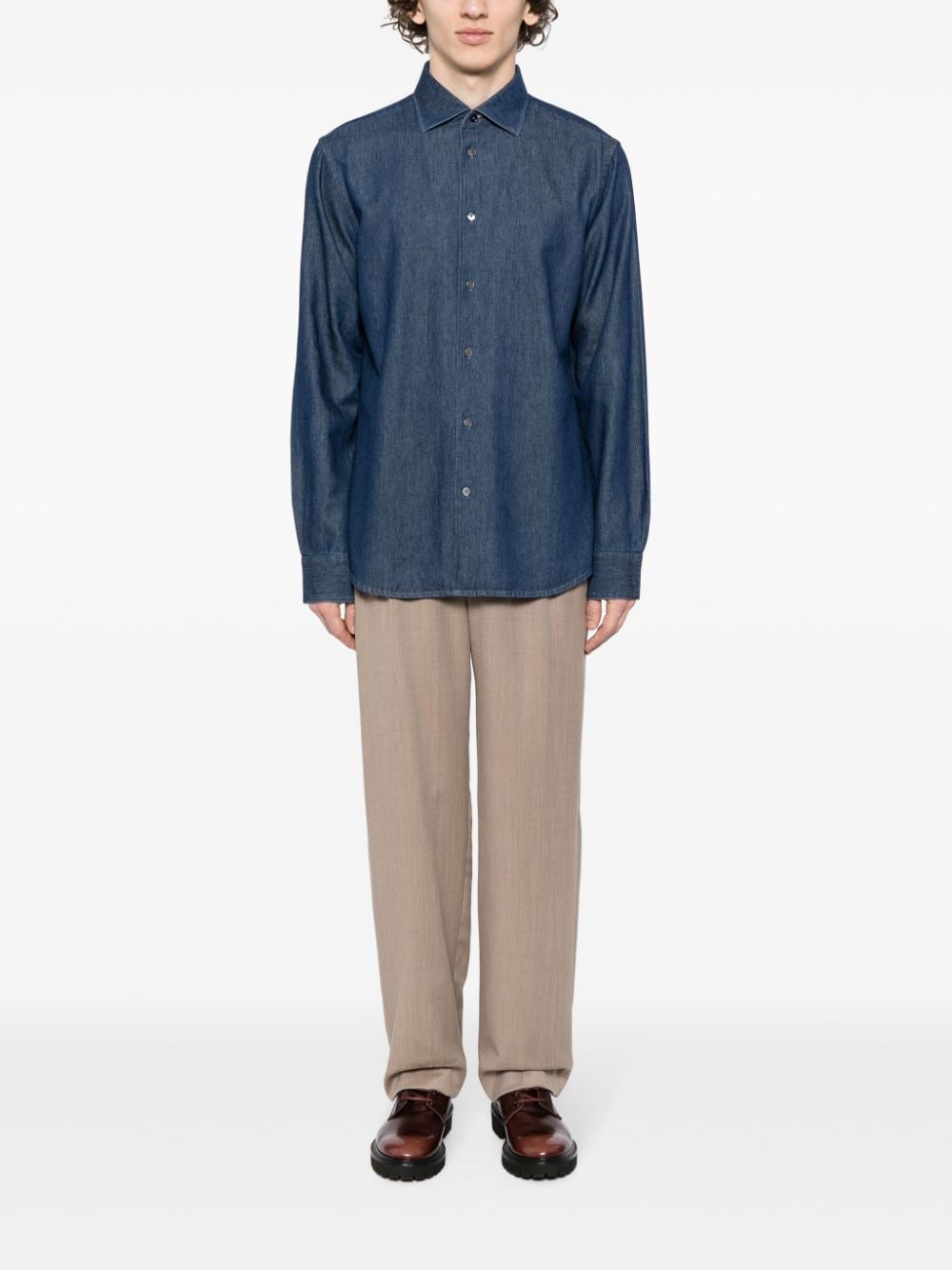 Paul Smith Overhemd met chambray-effect - Blauw