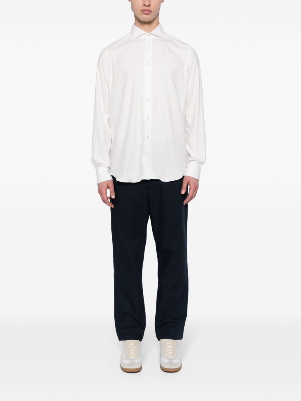 N.Peal Overhemd van katoen-lyocellblend - Wit