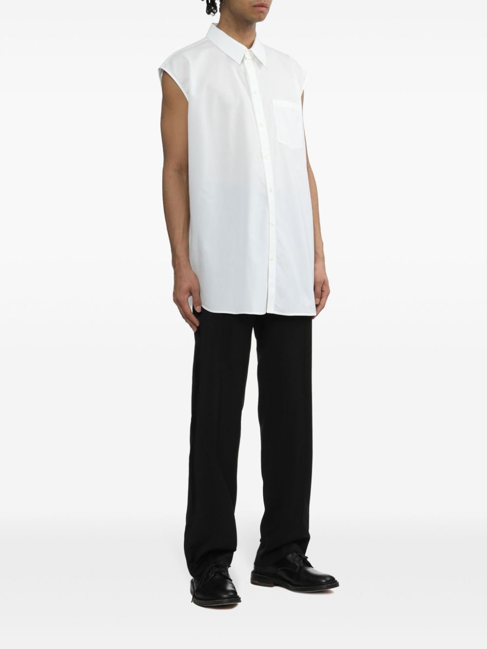 Helmut Lang sleeveless cotton poplin shirt - Wit