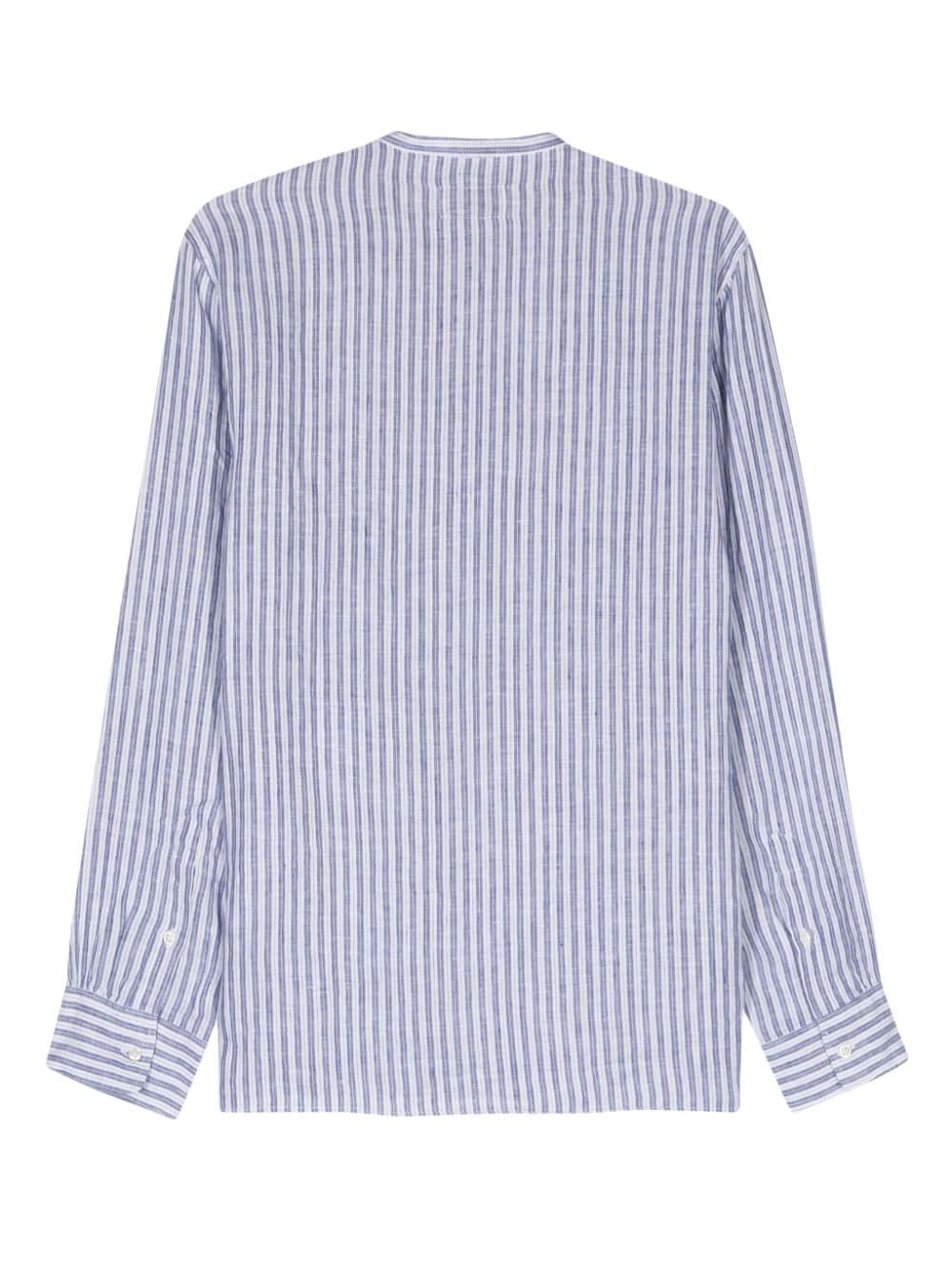 Officine Generale striped linen blend shirt - Blauw