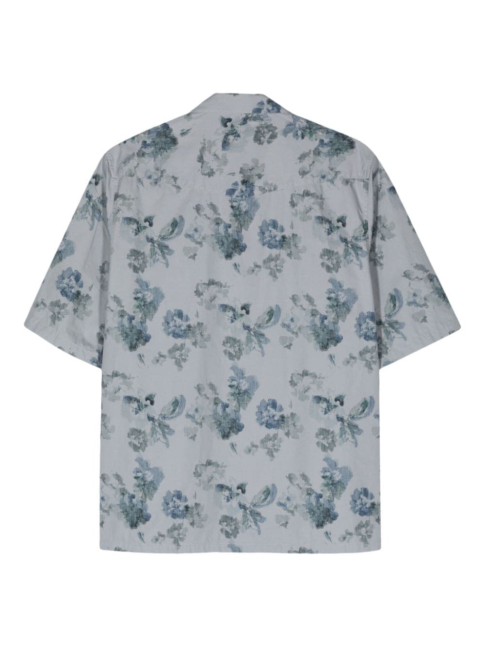 Officine Generale floral-print cotton shirt - Blauw