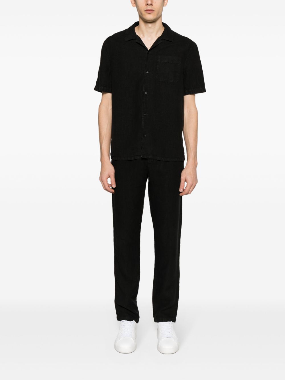 Zadig&Voltaire Sloan linnen overhemd met campkraag - Zwart