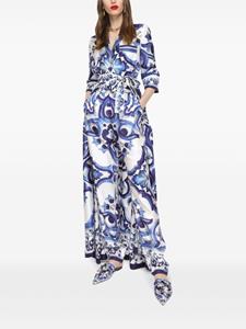Dolce & Gabbana Majolica-print silk trousers - Blauw
