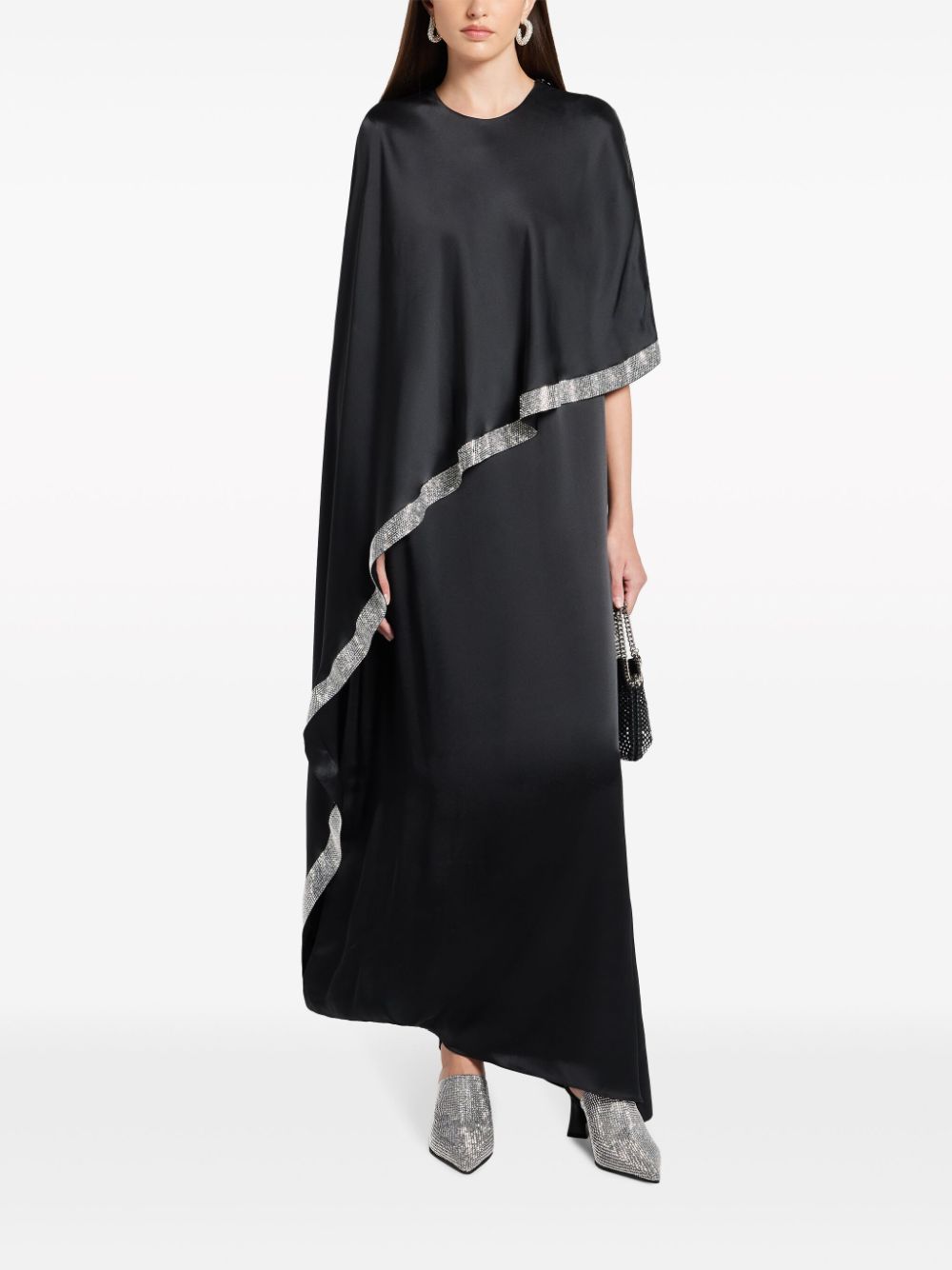 Stella McCartney rhinestone-embellished satin dress - Zwart