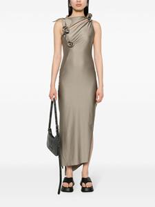 Coperni floral-appliqué asymmetric dress - Grijs