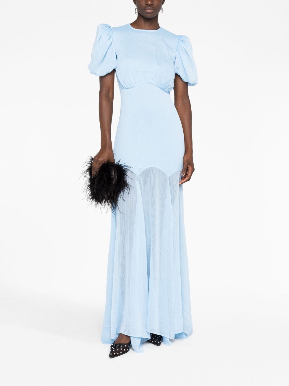 De La Vali Maxi-jurk met pofmouwen - Blauw