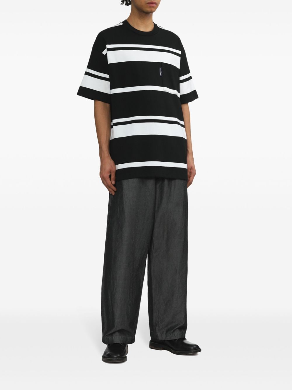 Comme des Garçons Homme striped cotton T-shirt - Zwart