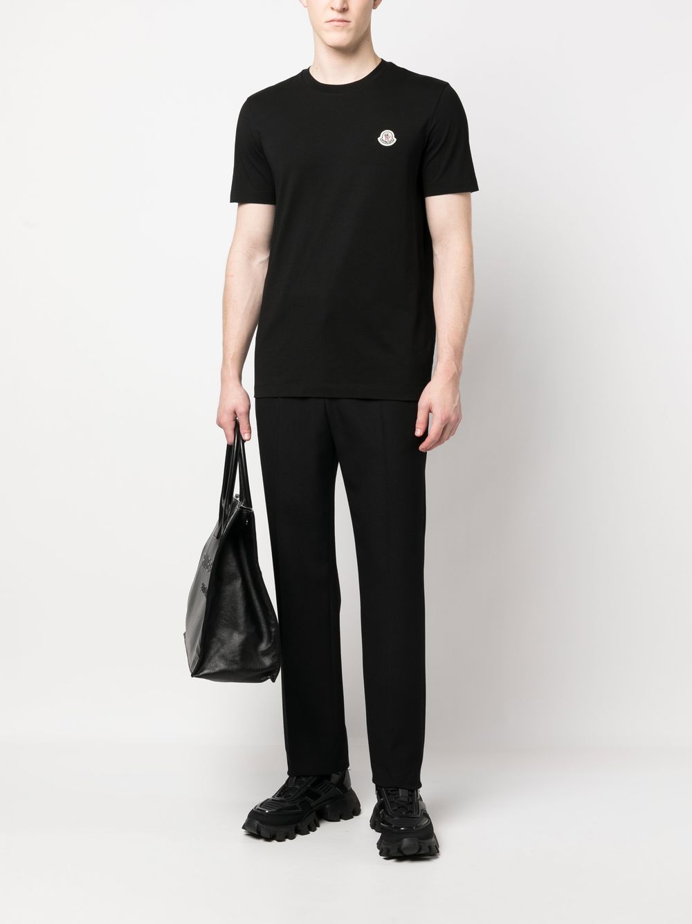 Moncler T-shirt met logopatch - Zwart