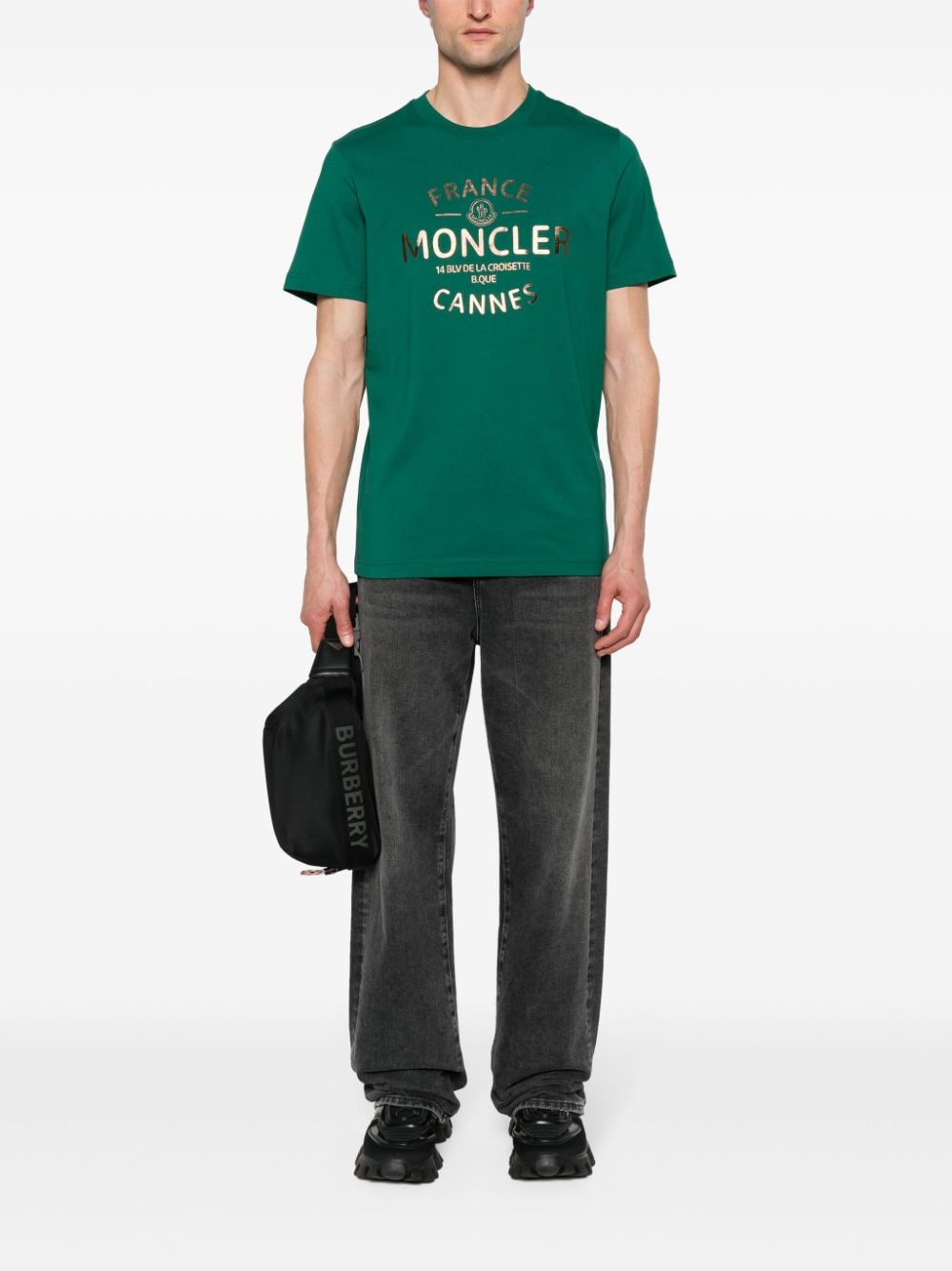 Moncler logo-print cotton T-shirt - Groen