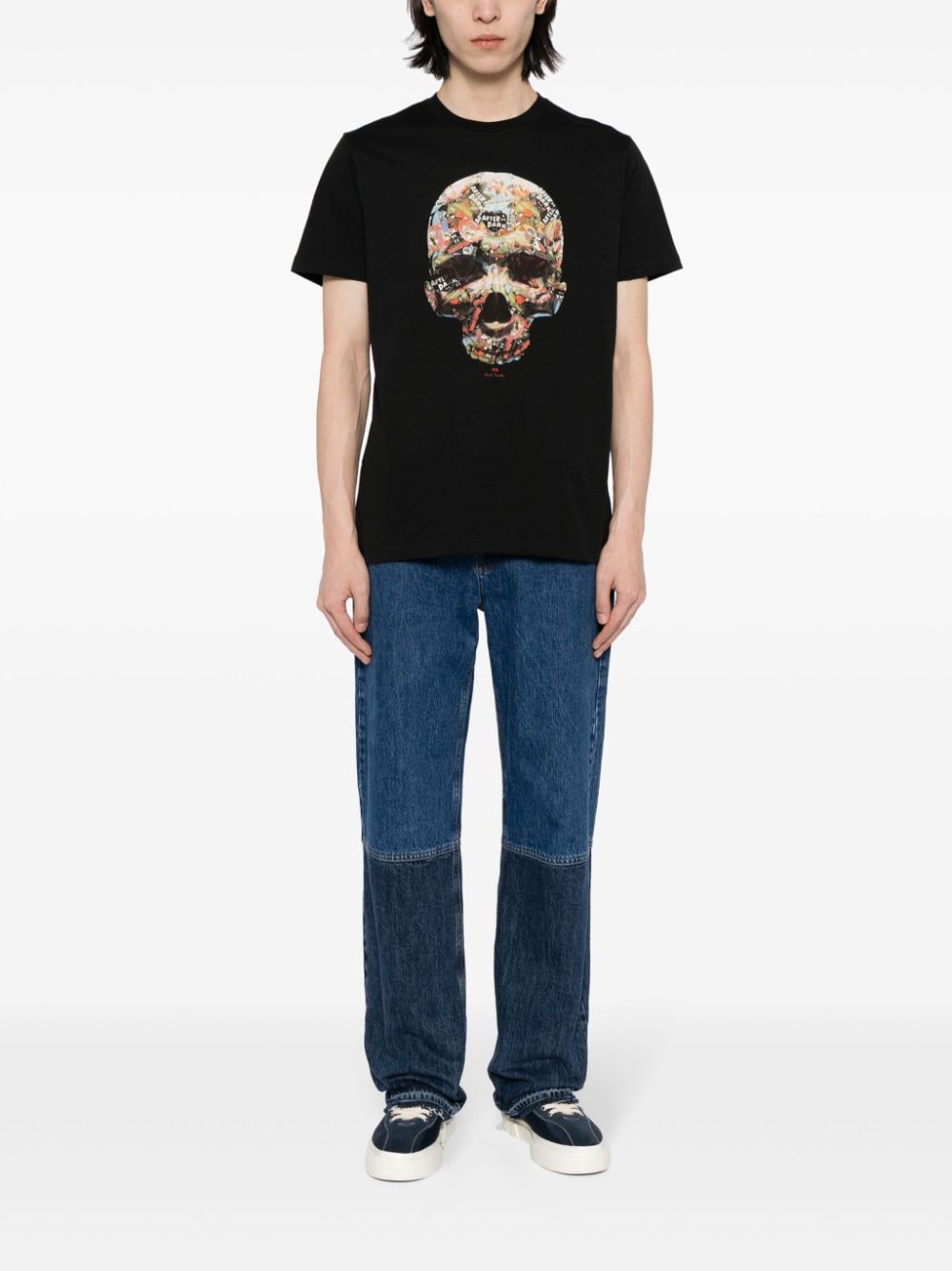 PS Paul Smith T-shirt met doodskopprint - Zwart