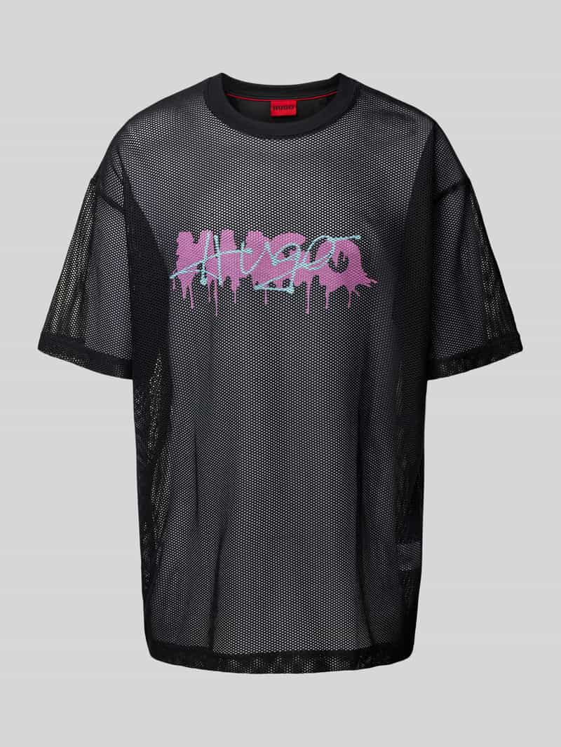 HUGO T-shirt met labelprint, model 'Dstaros'