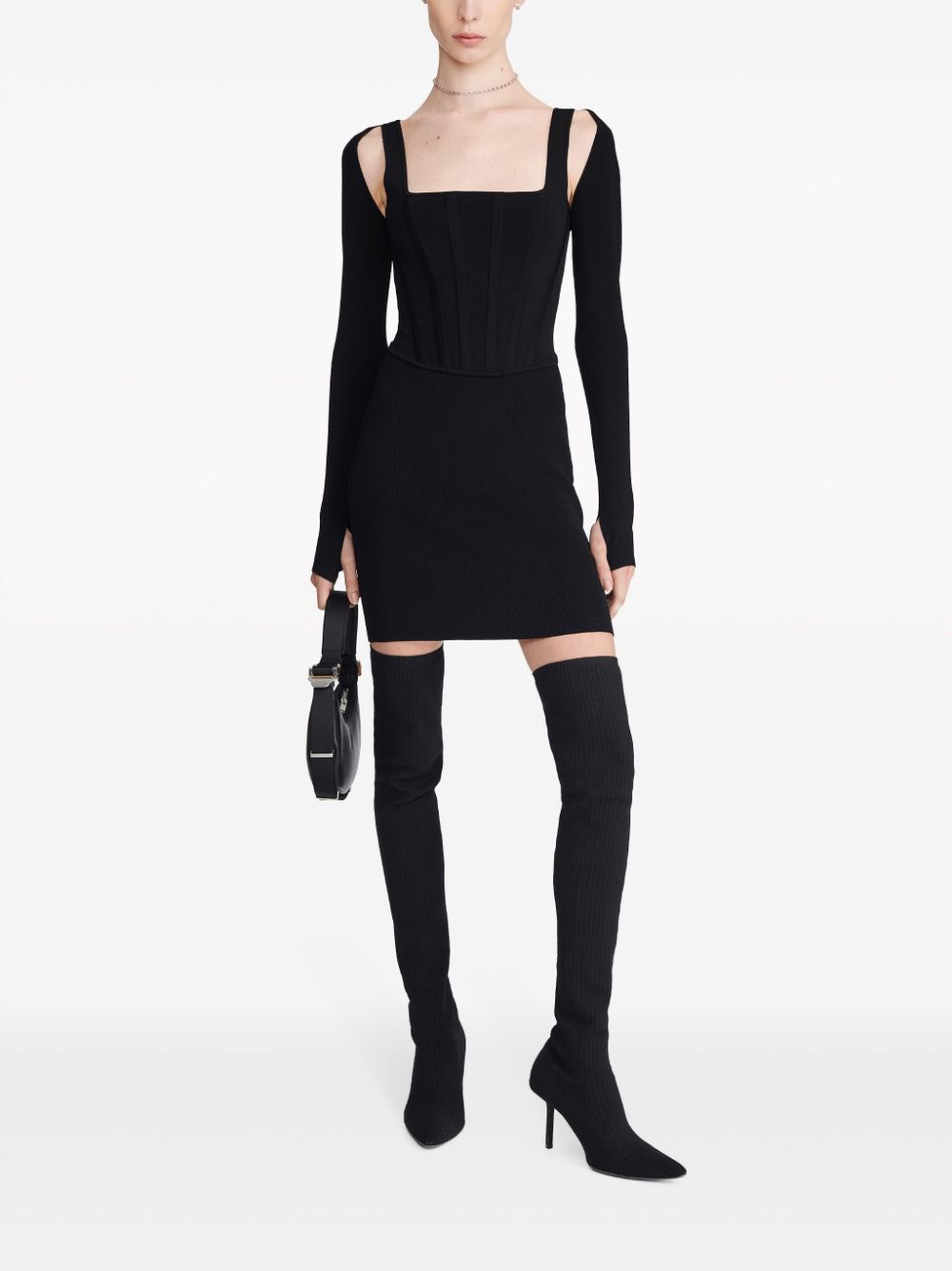 Dion Lee Gebreide mini-jurk - Zwart