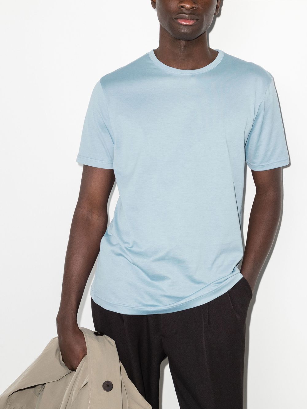 Sunspel T-shirt met ronde hals - Blauw