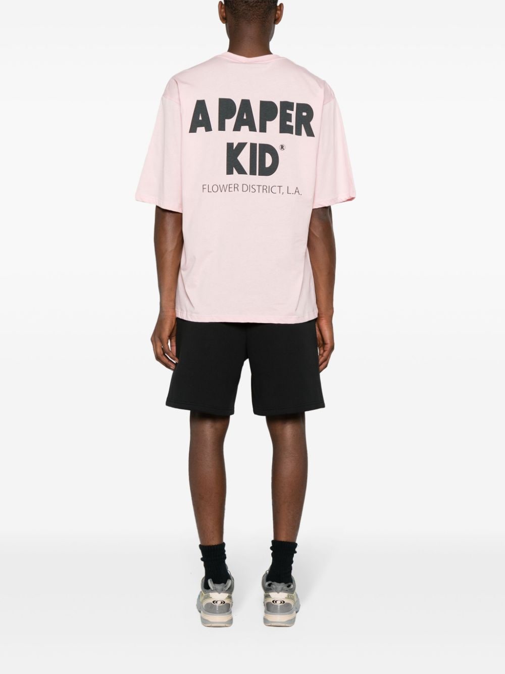 A Paper Kid logo-print cotton T-shirt - Roze