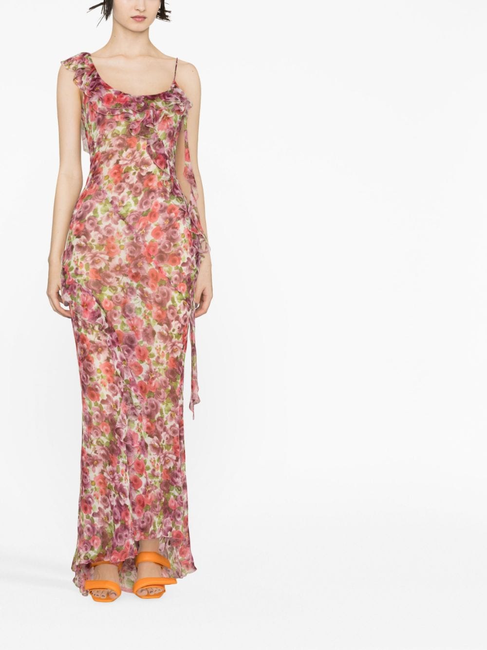 Alessandra Rich Maxi-jurk met bloemenprint - Roze