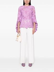 Oscar de la Renta floral guipure lace blouse - Paars